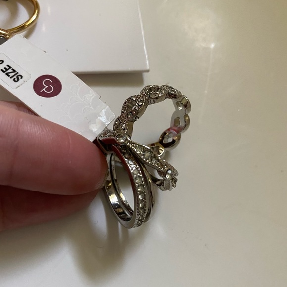 2 sets of Stack Rings Gold tone from H&M Silver tone Unknown Brand M/L size 8 - Picture 6 of 6